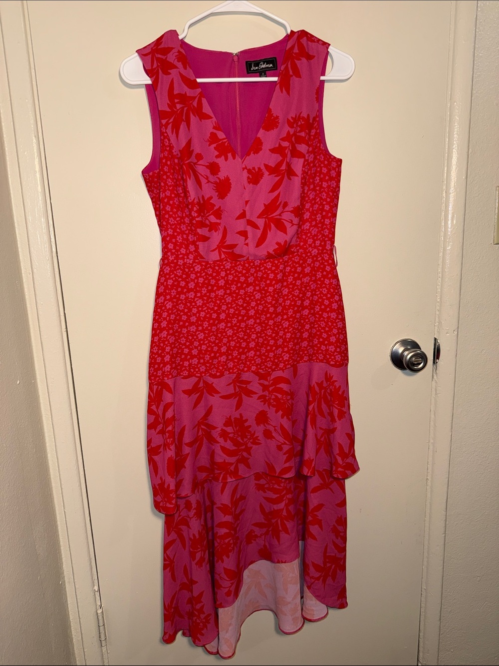 Sam Edelman Pink and Red Floral High-Low Dress